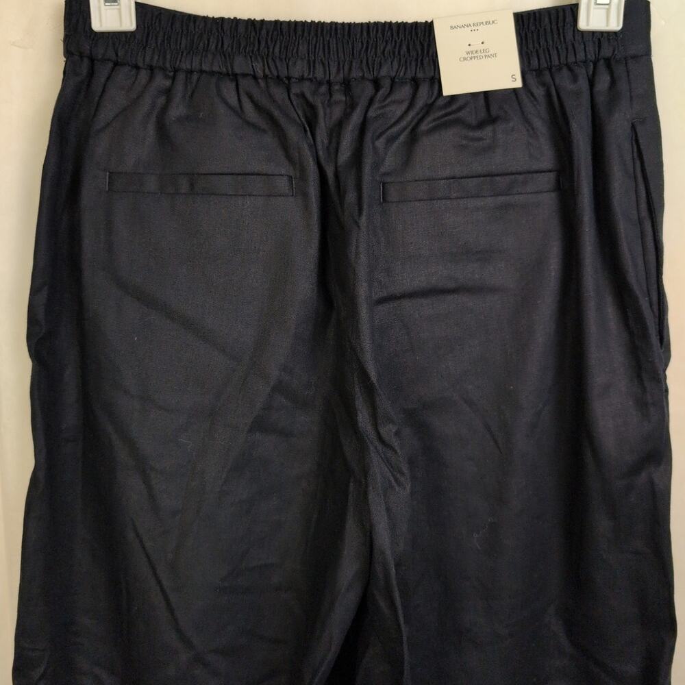 New Banana Republic linen wide leg cropped pants Black Size Sm Coastal Minimal - Picture 8 of 12